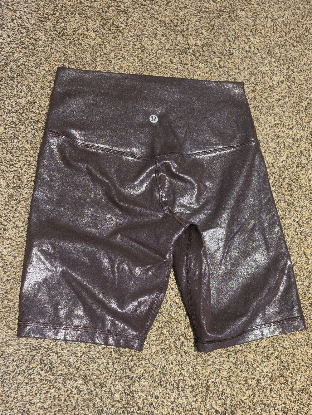 Lululemon Size 6 High-Rise Shimmer Biker Shorts in Chocolate Brown